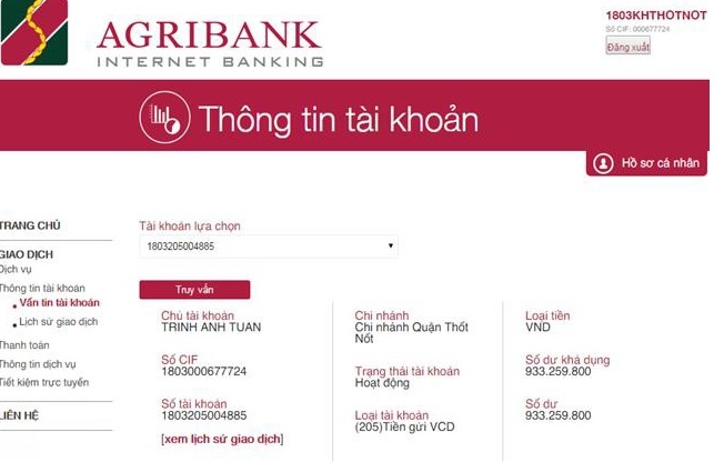 kiểm tra tài khoản Agribank